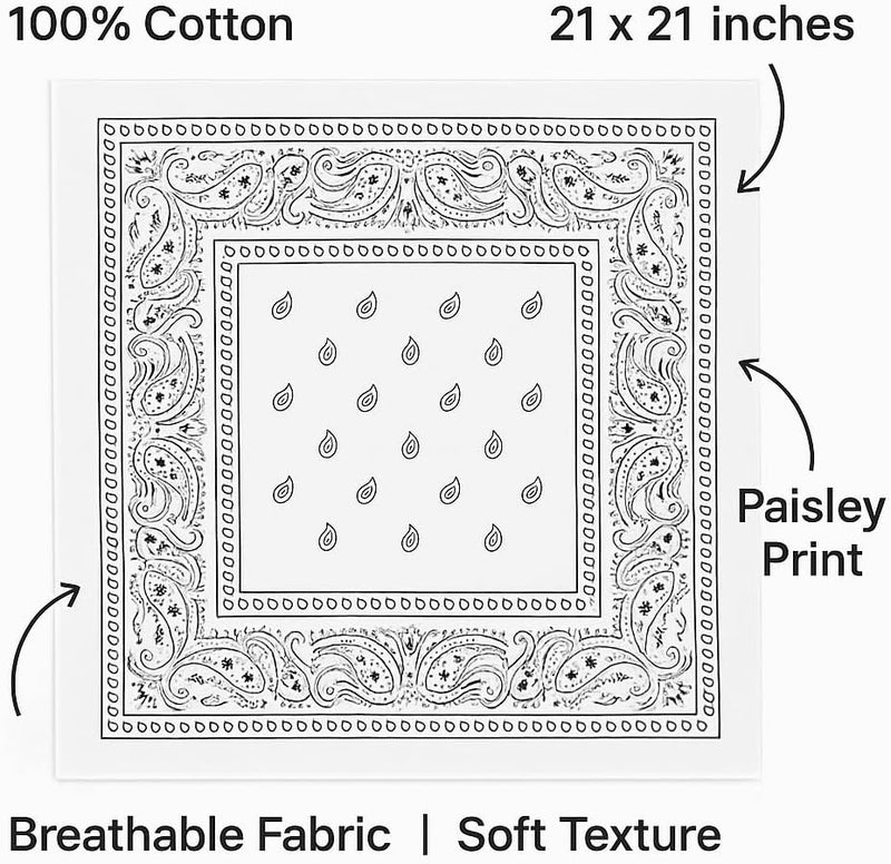 SUNRIBE 3 Pack Paisley Bandanas – 100% Cotton Square 21x21 Head Wrap, Headband, Face Cover, Neck Scarf for Men & Women - Image 3